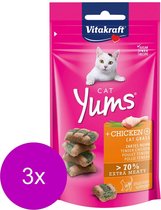 Vitakraft Cat Yums Kip & Kattengras - Kat - Snack - 3 x 40 gr