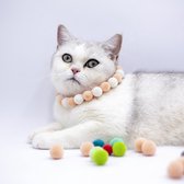 Pepets - Handgemaakte Halsband Kat Pompons - Halsband Kat - Kattenhalsband - Katten Halsband - Halsband kitten - Maat S - poederroze en vieuxroze