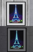 Dielay - Diamond Painting Pakket - Glow in the Dark - Eiffeltoren - 26x26 cm - Complete Set - Volledige Bedekking - Ronde Steentjes