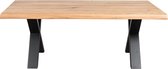 Woodcraft - Salontafel met stalen U-Frame en Massief Eikenhouten blad 110x79 cm- Strak industrieel Design