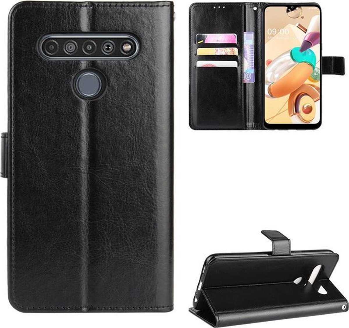 Portemonnee Book Case Hoesje Geschikt voor: LG V60 ThinQ- zwart