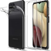 Silicone hoesje transparant met 2 Pack Tempered glas Screen Protector Geschikt voor: Samsung Galaxy A12