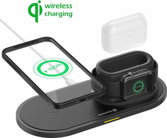 Swissten 3 in 1 Draadloze Oplader - voor iPhone, Airpods en Apple Watch -  Wireless... | bol.com