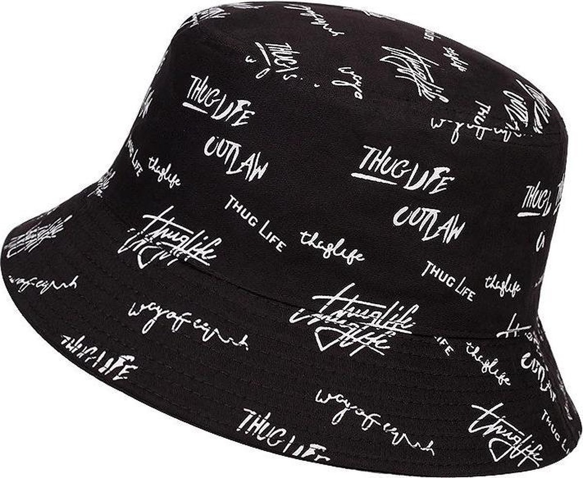 Reversible bucket hat Thug Life One size Zwart