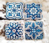 Onderzetters - 4 stuks - voor zien van kurk - Blauw - 10x10cm