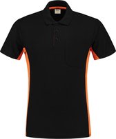 Tricorp 202002 Poloshirt Bicolor Borstzak - Zwart/Oranje - 7XL