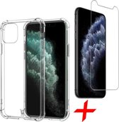Apple iPhone 11 Pro Max hoesje - iphone 11 pro max shock case transparant - iphone 11 pro max hoesjes - hoesje iphone 11 pro max + iphone 11 pro max screen protector glas tempered