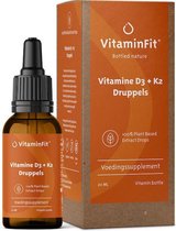 VitaminFit Vitamine D3 + K2 (MK-7) druppels - Voedingssupplement- 100% Natuurlijk & Plantaardig - 10 ml- Vloeibaar