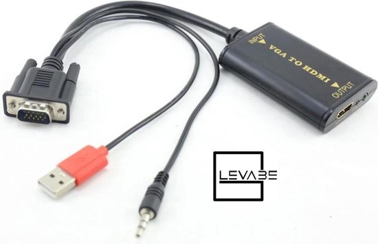 HDMI Naar VGA verloop Adapter Converter - Met 3.5MM Jack Aux & USB Voeding  Kabel -... | bol.com