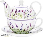 WomensFavorites Theepot porselein met kopje Lavendel Home