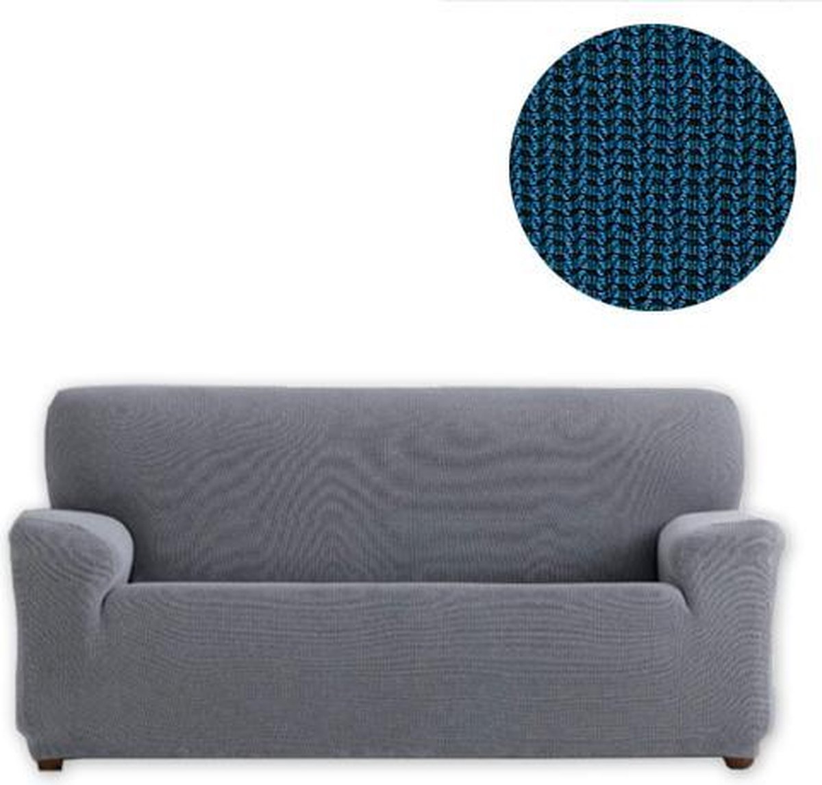 Belmarti® Bankhoes Kreta - 220cm - 250cm breed - Blauw - Voorgevormde elastische hoezen met mooie pasvorm - Premium kwaliteit uit Europa