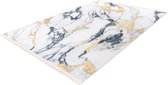 Lalee Peri - Vloerkleed - Marmer - Franjes - Tapijt – Karpet - Super zacht - 3D Effect - Wasmachine proof - 160x220 - Goud