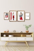 My Style Fashion Hout Poster 4 stuk Rode Schoenen
