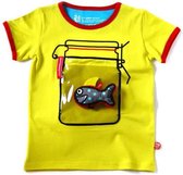T-shirt voor kinderen met plakfiguur - Weckpot met vis  - Geel - Katoen - Pak van 1 st - Stimuleert fantasie en creativiteit - Maat 3-4 of 5-6