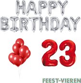 23 jaar Verjaardag Versiering Ballon Pakket Rood & Zilver