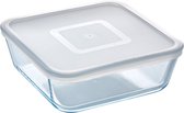 Pyrex Cook & Freeze Schaal Vierkant - Inclusief Deksel - Borosilicaatglas - 20x20 cm - Transparant