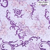 Katoenstof Bloem Lila, Paars-Violet, Roze Print GEEN Stretch, Voor het maken kleding, Mondkapjes, kinderkleding, knutselen 100% Katoen