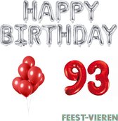 93 jaar Verjaardag Versiering Ballon Pakket Rood & Zilver