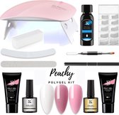 PEACHY ® Paris POLYGEL Kit- Mini UV Led Lamp- 3 Kleuren Wit/Roze/Cameo Brown 30gr- Gellak- Nageldroger Nagellak set- French - Kit Polygel Starterspakket Starterpack Start pakket- Manicure set