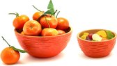 Fruitschaal Mango hout Decoratie Schaal kom Oranje Duurzaam Ecologisch Handgemaakt 2 Stuks