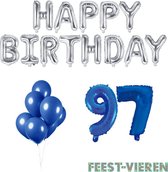 97 jaar Verjaardag Versiering Ballon Pakket Blauw & Zilver