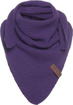 Knit Factory Coco Gebreide Omslagdoek Junior - Kindersjaal - Sjaal meisje - Wintersjaal - Driehoek Sjaal - Stola - Wollen sjaal - Paarse sjaal - Purple - 140x60 cm