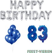 83 jaar Verjaardag Versiering Ballon Pakket Blauw & Zilver