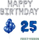 25 jaar Verjaardag Versiering Ballon Pakket Blauw & Zilver
