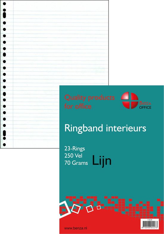 Benza - Ringband interieur A4 - Schrijfpapier Lijn - 23 ringen - 250 vel