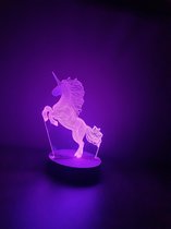 Nachtlampje kind Pony – Lamp kinderkamer - Paard – Meisjes – Incl. Adapter - 7 Kleuren - Houten voetstuk