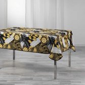 Tafelkleed Rechthoek Blad – Anti-vlek en Anti-kreuk – Zwart/Geel  150x240 cm