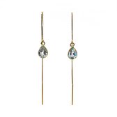Doortrekoorbellen goud druppel blauw topaas