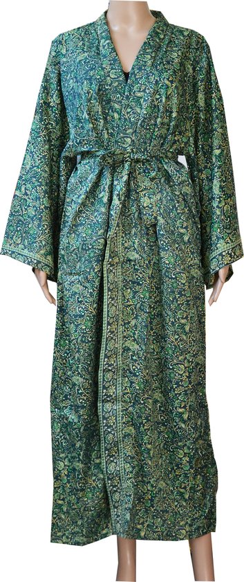 Oroblu Kimono groen-grijs-room abstract patroon casual uitstraling Mode Vrijetijdskleding Kimono’s 