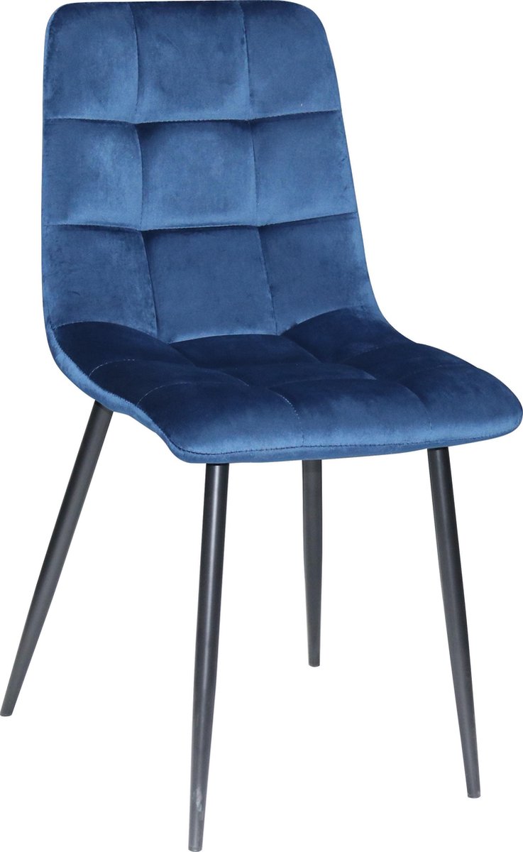 Eetkamerstoel Rio velvet - Set van 4 - Blauw - Fluweel - Velvet - Eetkamerstoel - Eetkamerstoelen - Woonkamerstoelen