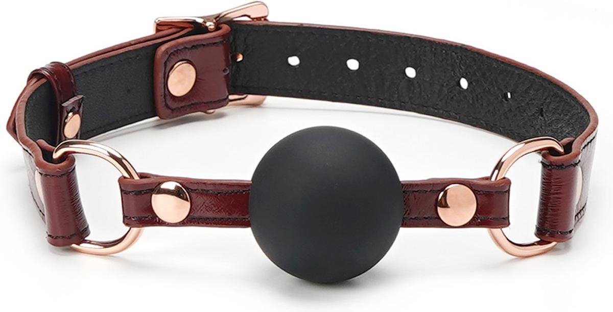 Liebe Seele - Wine Red - Leren Ball Gag Met Siliconen bal - exclusief En Luxe ontwerp - wijnrood