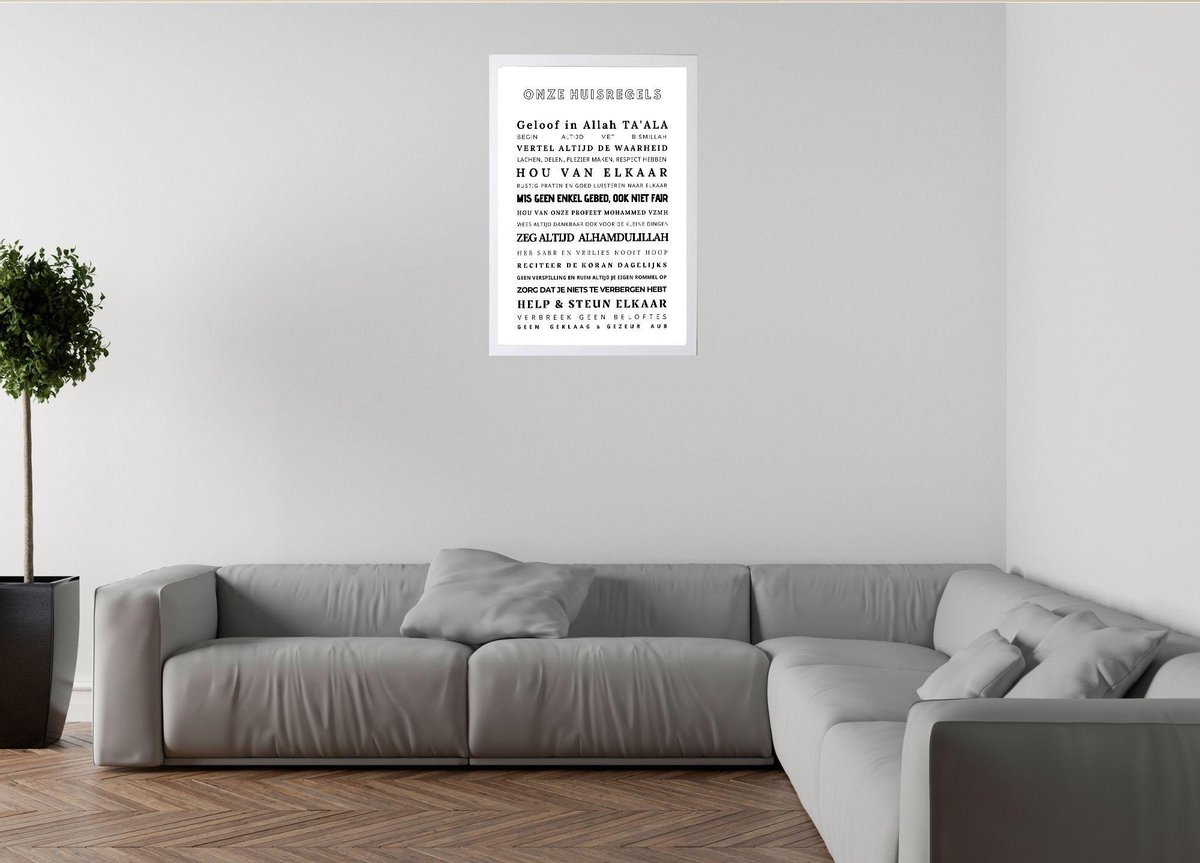 Islamitische Fotokader Of Islamitische Poster Met Een Aantal Islamitische Huisregels, 21x30 Cm (A4), Fotolijst Is Inbegrepen