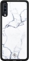 Samsung A50 hoesje glass - Marmer grijs | Samsung Galaxy A50 case | Hardcase backcover zwart