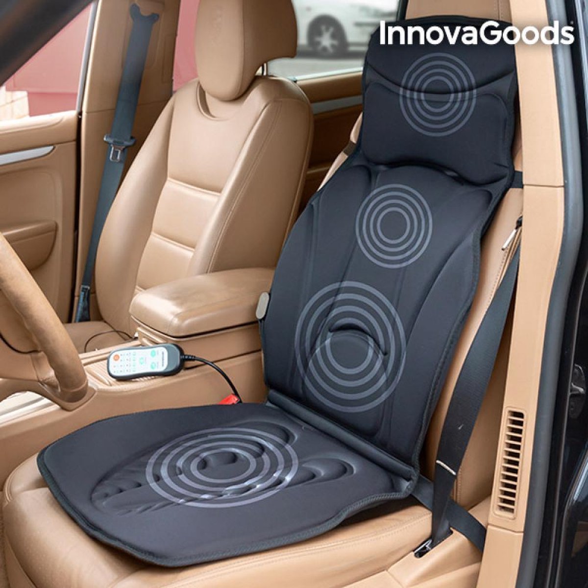 Massagekussen voor in de Auto - 5 Verschillende Massage Standen met 3 Intensiteit Niveaus & 3 Snelheden - Shiatsu Kussen Mat voor Stoel - Massagestoel met Vibratie & Warmte - Vibratiemassage & Warmtemassage voor Nek / Onderrug / Benen / Heupen – foto 2