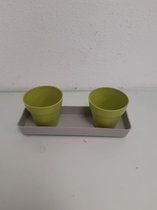 Onderzetter met 2 bloempotten- 3 stuks