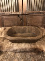 Rustiek houten ovale olijvenbak 59L 39B 15H
