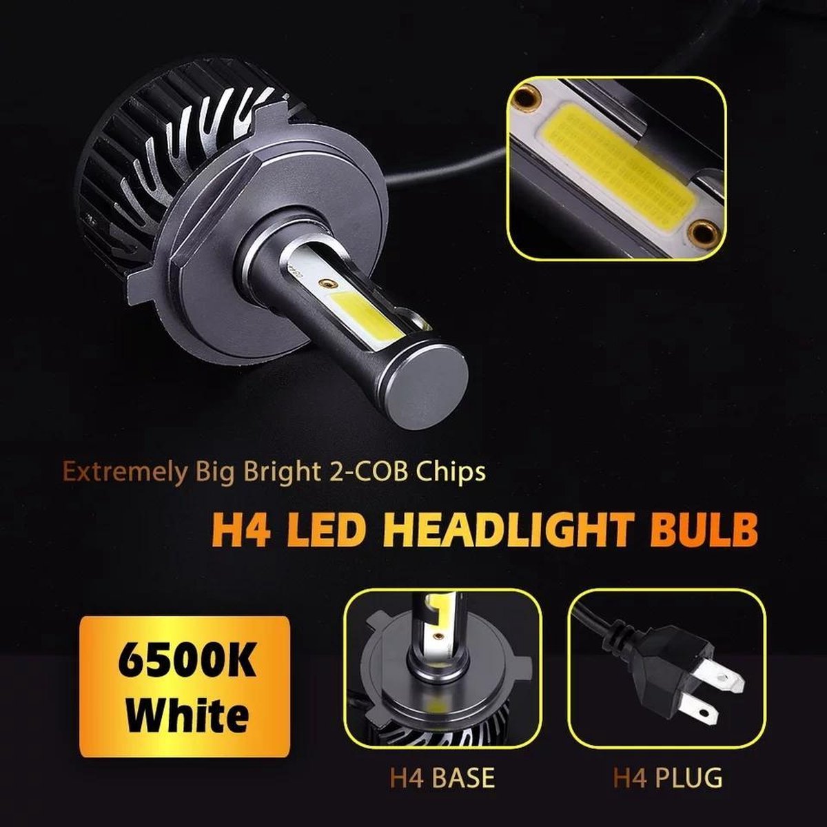 Kit LED H4 canbus et ventilé taille origine pour moto et voiture