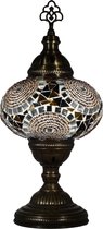 Turkse tafellamp met mozaïek bol van 13 cm bruin - Oosterse tafellamp met mozaïek bol van 13 cm bruin