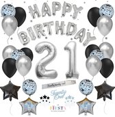 21 Jaar Verjaardag Versiering - Zilver - Versiering Verjaardag - Feestversiering - Ballonnen - Verjaardag Decoraties