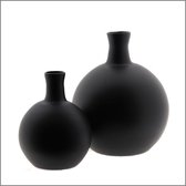 Zwarte Vazen set - Label72 - Glas - 2 formaten - Zwart vaas