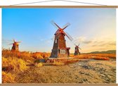 Schoolplaat – Windmolens in Landschap - 120x80cm Foto op Textielposter (Wanddecoratie op Schoolplaat)