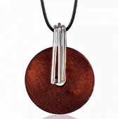 Houten ketting- bruin- collier-Lang- Koord- Allergievrij- Charme Bijoux