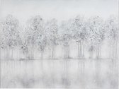 J-Line Schilderij Bos Canvas/Hout Wit/Grijs/Zilver