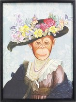 Kare Schilderij Art Monkey Lady 80x60cm