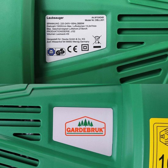 Gardebruk Elektrische Bladblazer 3in1 - blazen, zuigen en hakken van Gardebruk — afbeelding 3