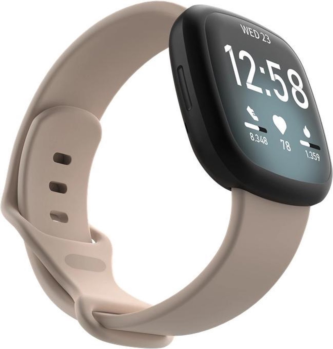 KELERINO. Siliconen bandje geschikt voor Fitbit Versa 3 / Sense - Lichtroze - Large